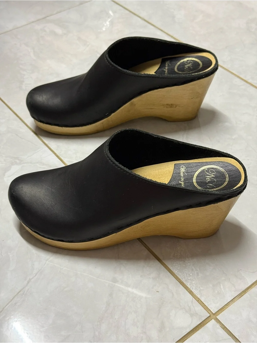 No.6 New School Clog on Wedge in Black